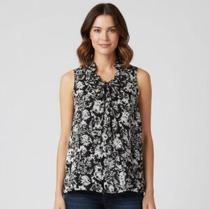 LOFT Monochrome Floral Sleeveless Blouse